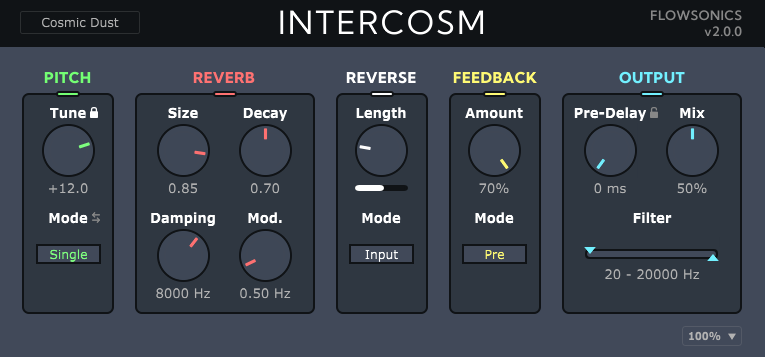 Flowsonics releases Intercosm - Shimmer Reverb Effect v2.0
