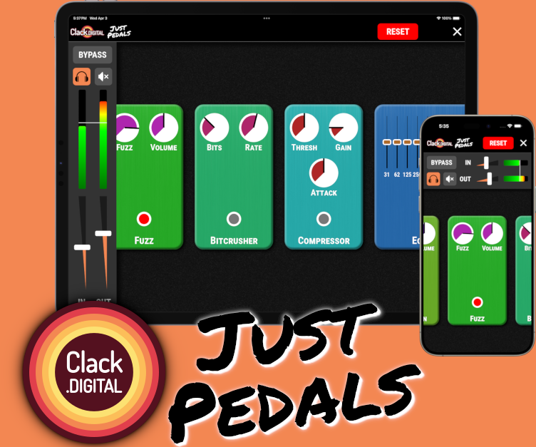 Orastron launches Clack.DIGITAL and the Just Pedals Virtual Guitar Pedalboard for iOS
