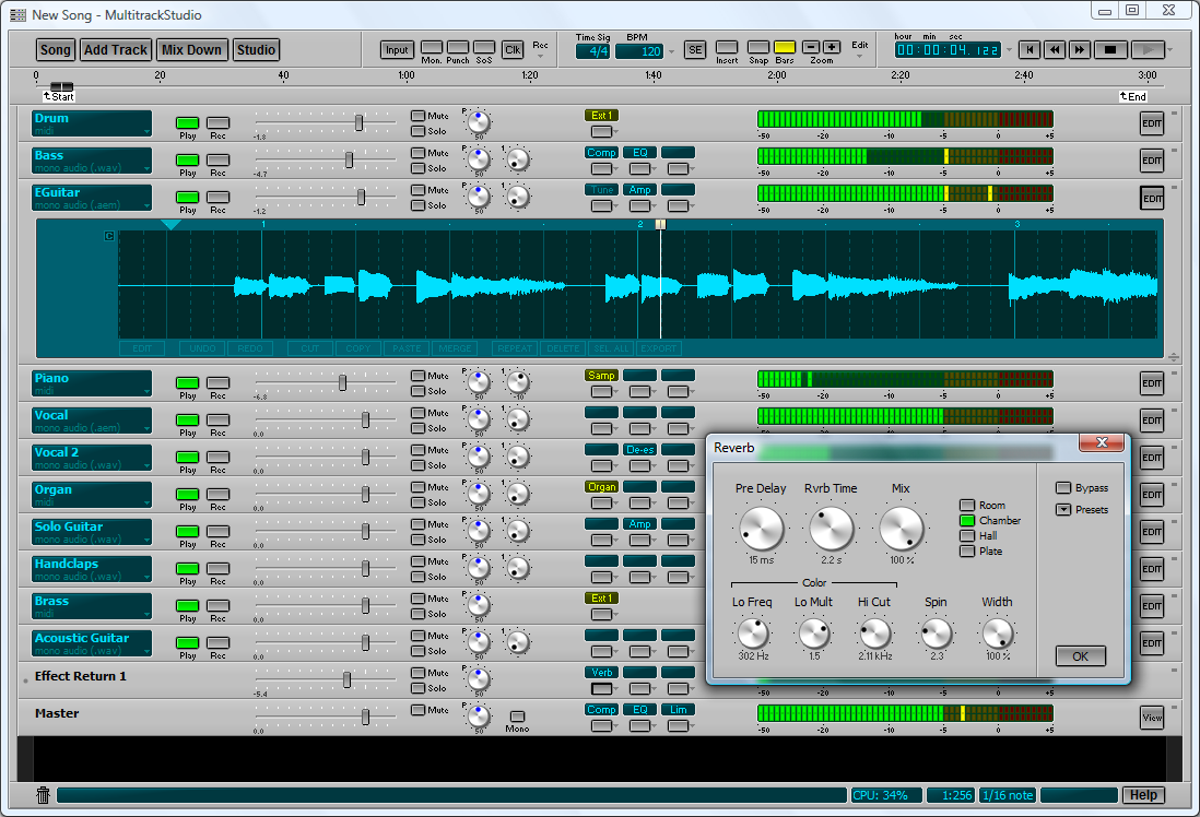 MultitrackStudio 6.5. Supported Sample Formats (loads or saves) include Giga, SF2, sfz