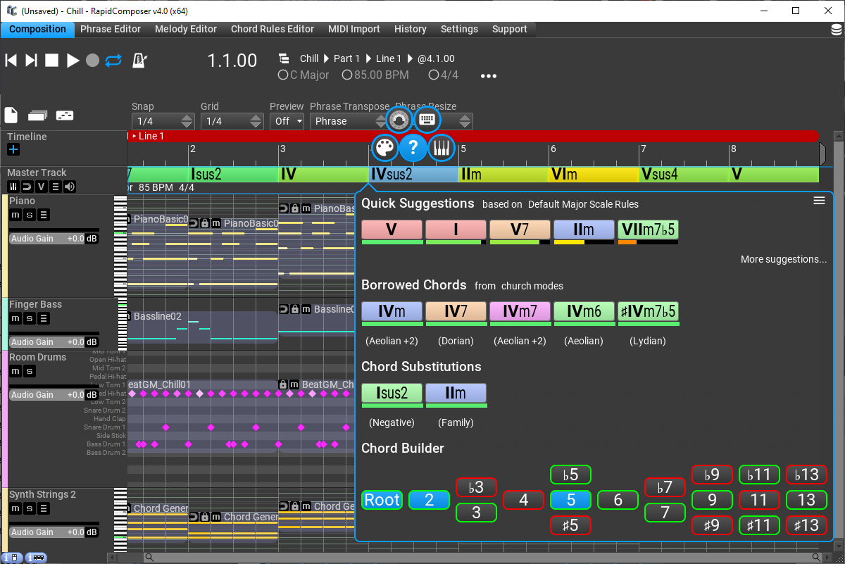 MusicDevelopments has updated RapidComposer to version 4.3.2. The new update includes improvements and bug fixes for the new UI engine introduced in v4.3.0.