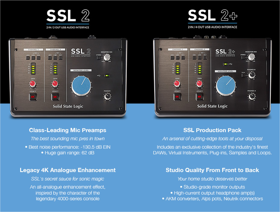 Solid State Logic announces SSL 2 and SSL 2+ USB Audio Interfaces