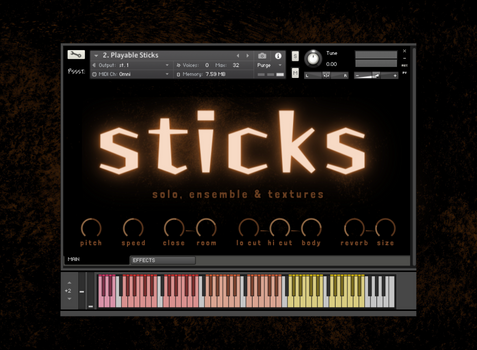 Pssst! Instruments releases "Sticks - solo, ensemble & textures" for Kontakt