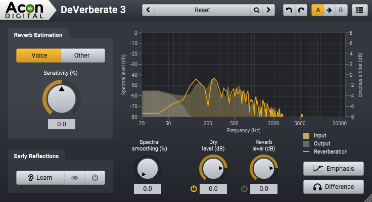 DeVerberate 3 features a brand new algorithm based on deep learning for fully automatic dialogue de-reverberation.
