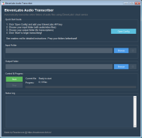 Program GUI for elevenlabs audio transcriber