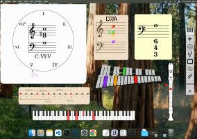 MidiStickers in Overlay Mode: modular widgets floating on the desktop, usable alongside other music software.